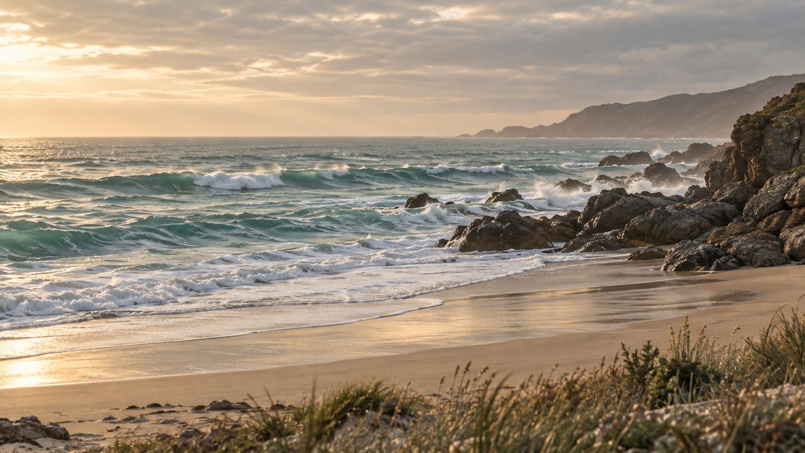 Mar, arena y rocas en un paisaje costero de inspiración natural